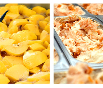 Quittensorbet mit Vanilleeis und Gewürzen